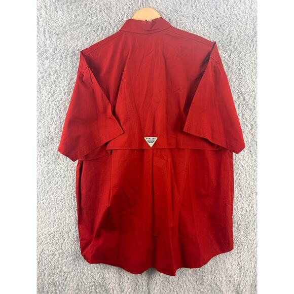 Columbia PFG Omni-Shade Vented Fishing Shirt Red | Velcro Front Pockets large - Picture 4 of 7